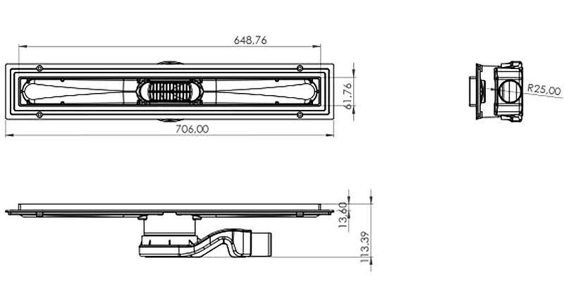 Душевой лоток Timo Basic BLSG-65 S50R 65 см с решеткой STRIP