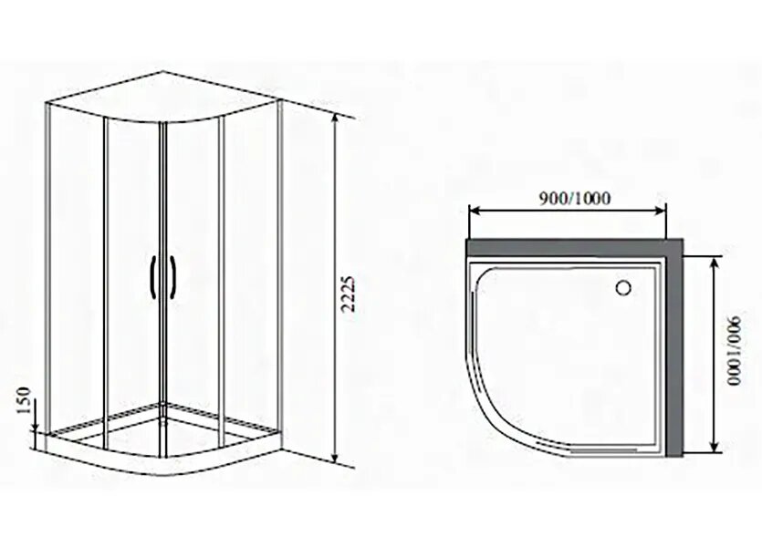 Душевая кабина Timo ILMA909B 90x90 черный глянец