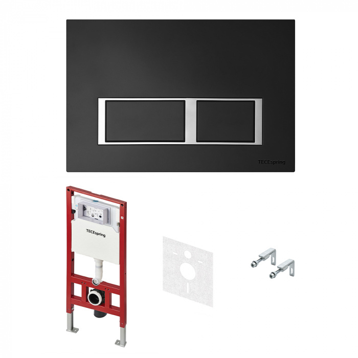 Инсталляция для унитаза TECE TECEspring S955202 (4в1) с кнопкой смыва, черный матовый