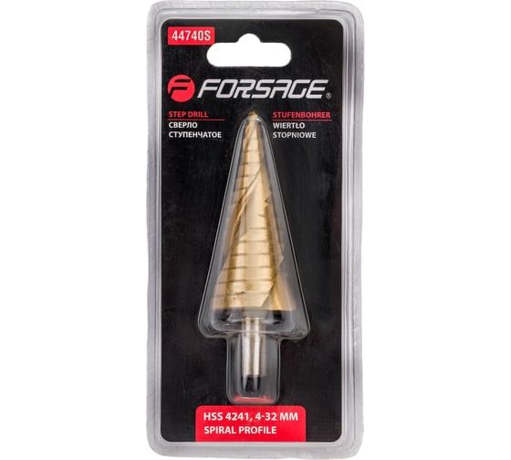 Сверло ступенчатое спиральное в блистере (4-32 мм; HSS 4241) Forsage F-44740S(29856)