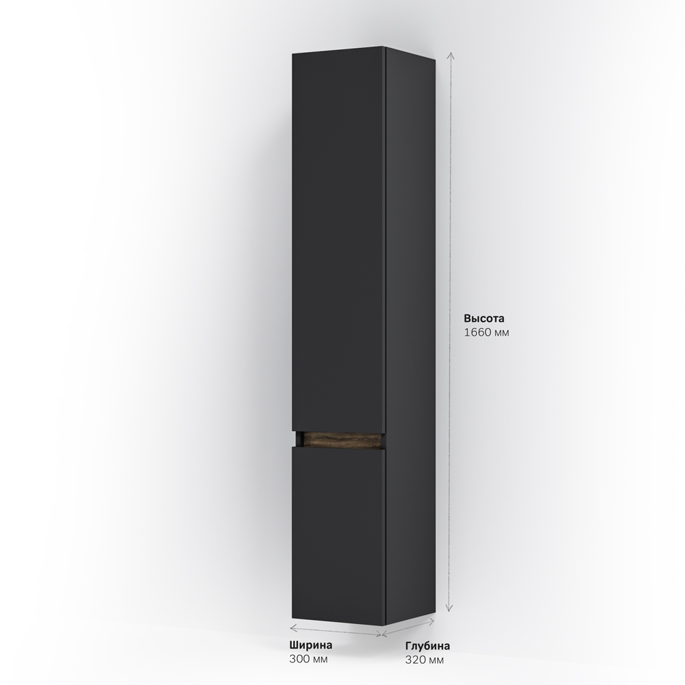 Шкаф пенал Am.Pm X-Joy 30 см подвесной, черный матовый M85ACHR0306BM