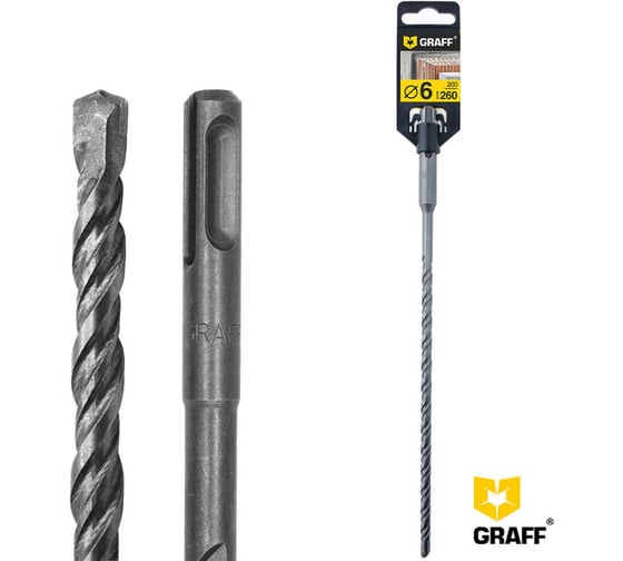 Бур по бетону GRAFF 6х200х260 мм, SDS-plus 6206260