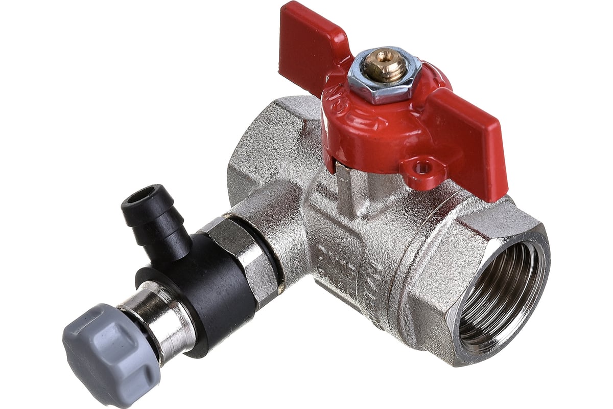 Шаровой кран Uni-Fitt ВВ 1/2", с дренажным вентилем, заглушка 1/4", бабочка 115T2000