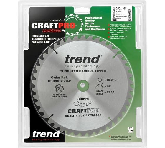 Пильный диск 260 мм 42 зуба Trend CSB/CC26042