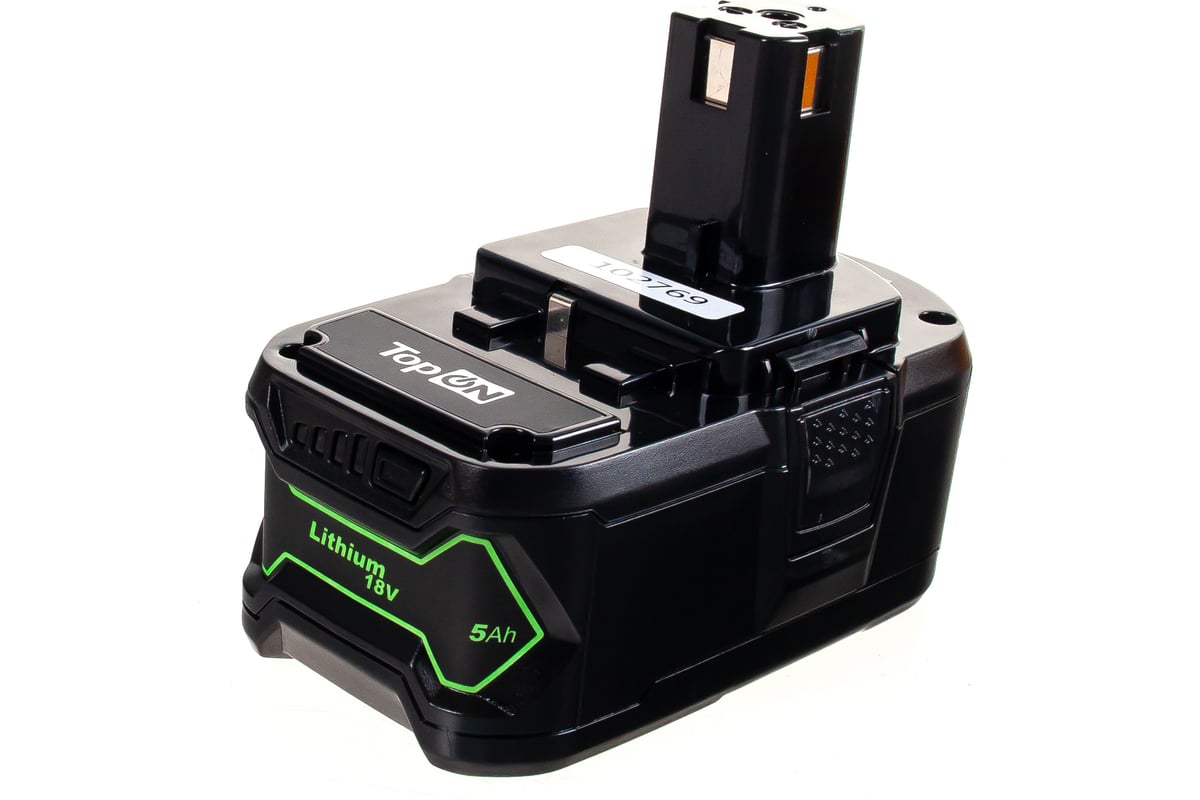 Аккумулятор для электроинструмента Ryobi (Li-Ion, 18В, 5Ач) Topon PN: RB18L50 TOP-PTGD-RY-18-5.0-Li