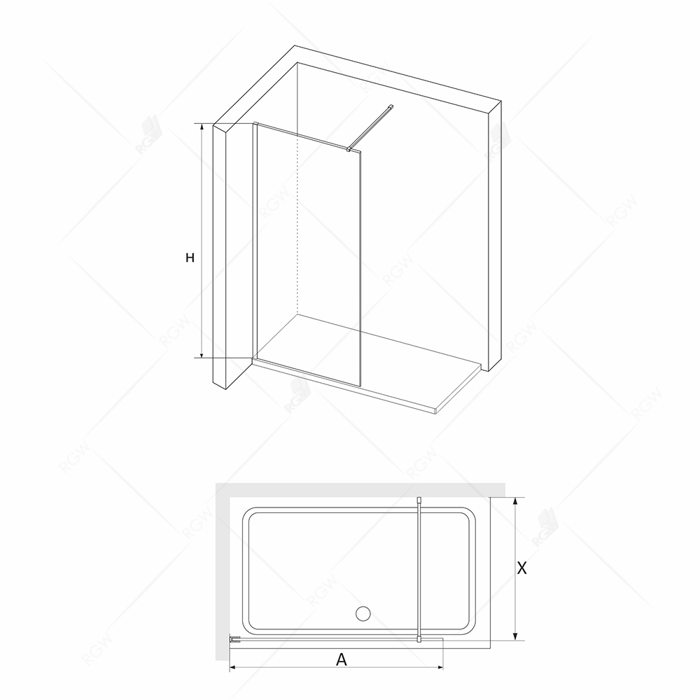 Душевая перегородка RGW Walk In WA-031B 90x195 хром, прозрачное