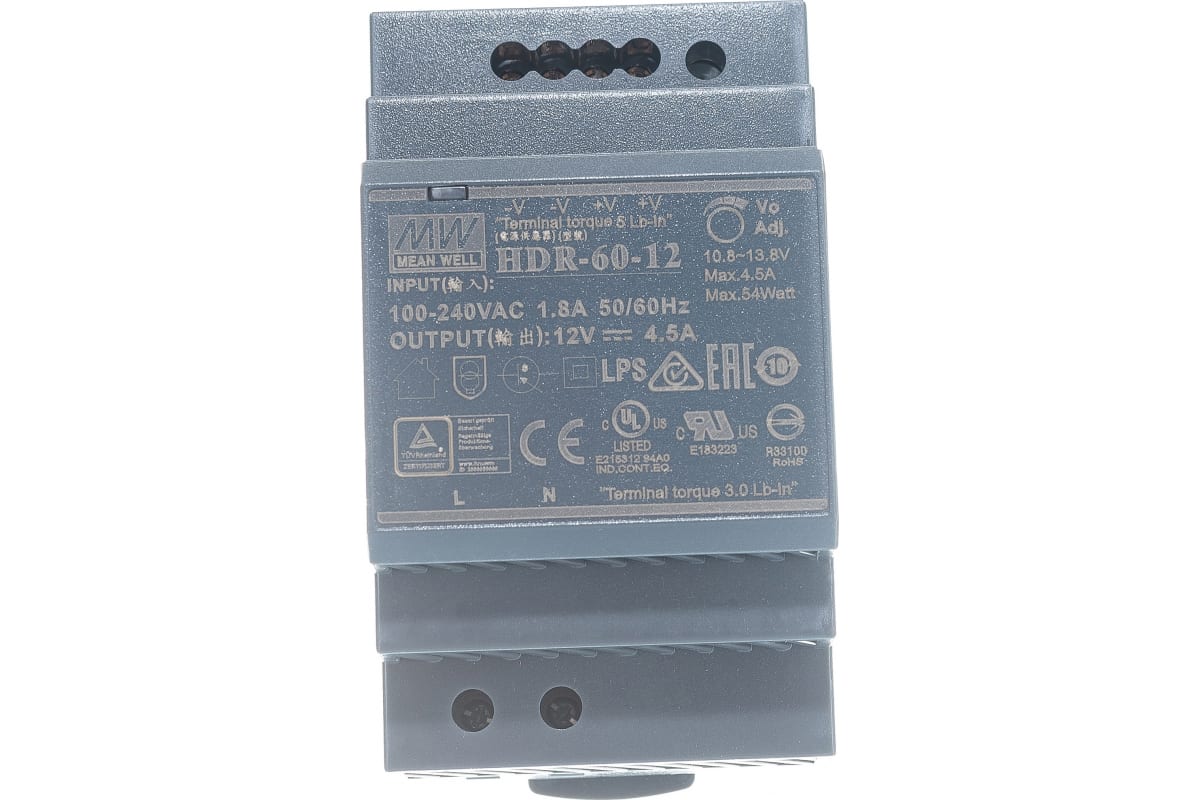 Источник питания Mean Well AC/DC HDR-60-12 54Вт Т02601701