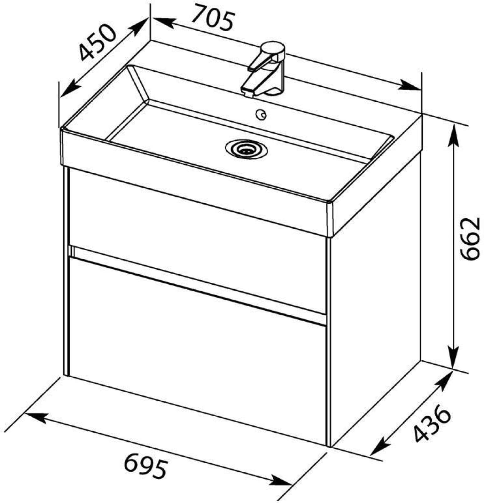 Тумба с раковиной Aquanet Бруклин 70 см