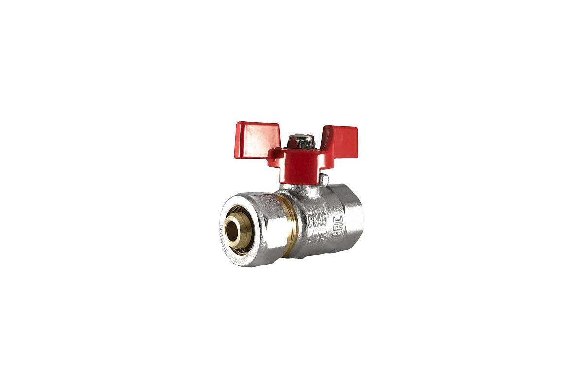 Шаровой кран STI латунь никель ДН 20x3/4 РУ16 ВР/обжим, бабочка ТТ000017568