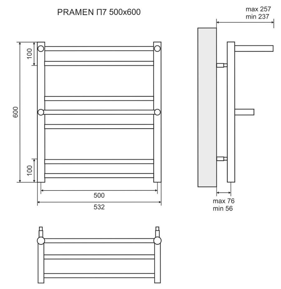 Полотенцесушитель водяной Lemark Pramen LM33607 П7 50x60