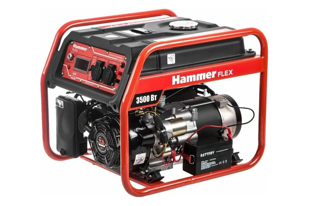 Бензоэлектростанция Hammer flex электрозапуск 3.5квт 220в 50гц бак 15л непр.9ч 13180 GN4000E