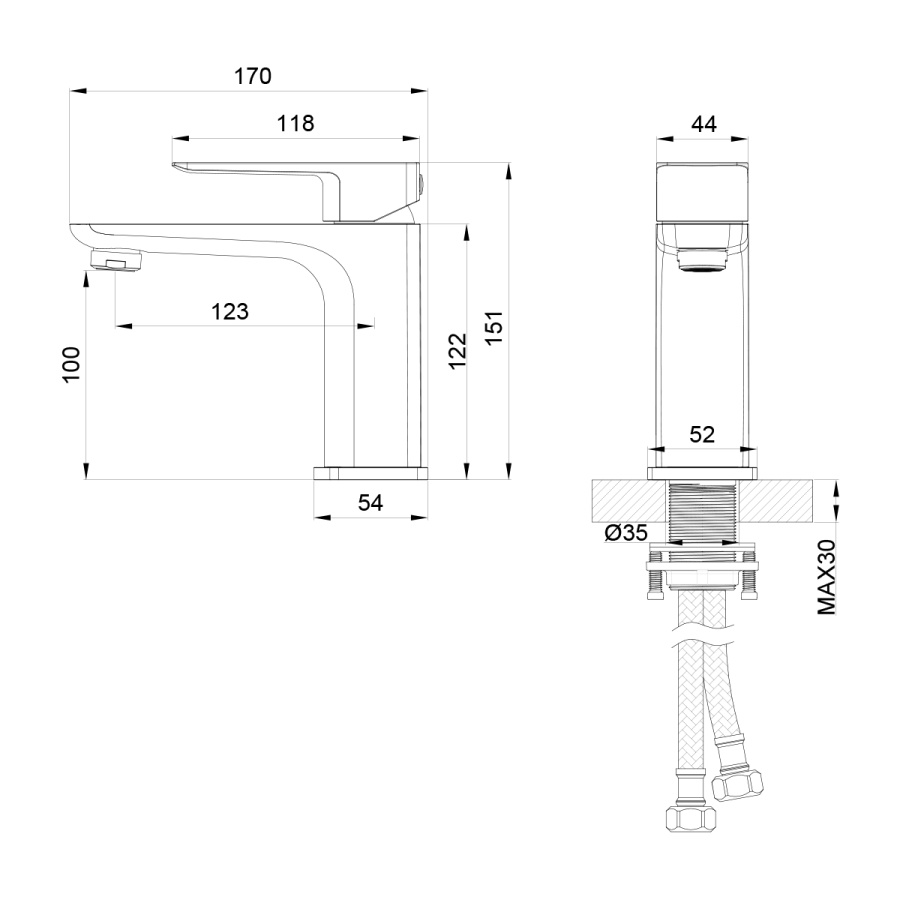 Смеситель для раковины Oliveeka D-Line OL-139003-BGM оружейный металл