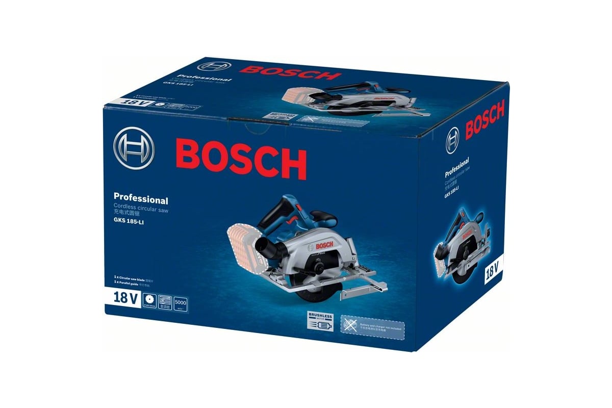 Аккумуляторная циркулярная пила Bosch GKS 185-LI (1 Ак.Б) 06016C1223