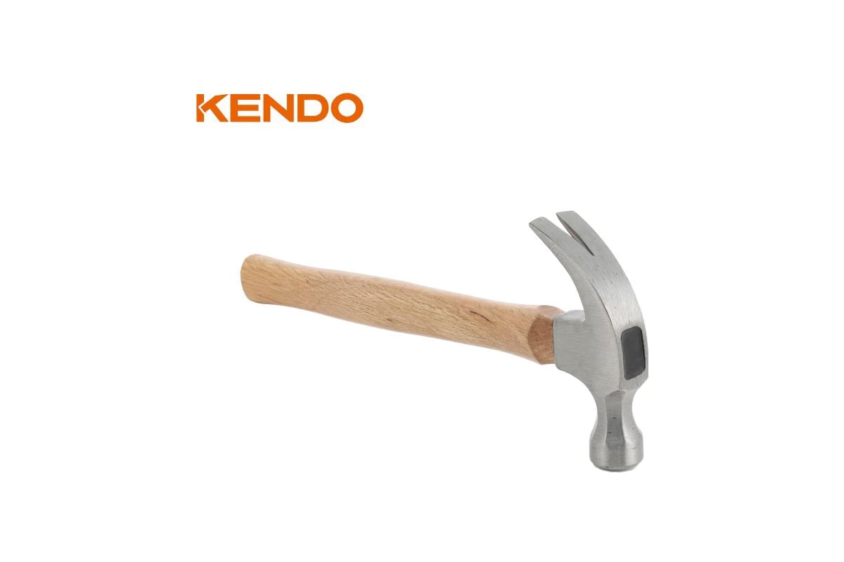 Молоток-гвоздодер KENDO с деревянной рукояткой, 450 гр 25123