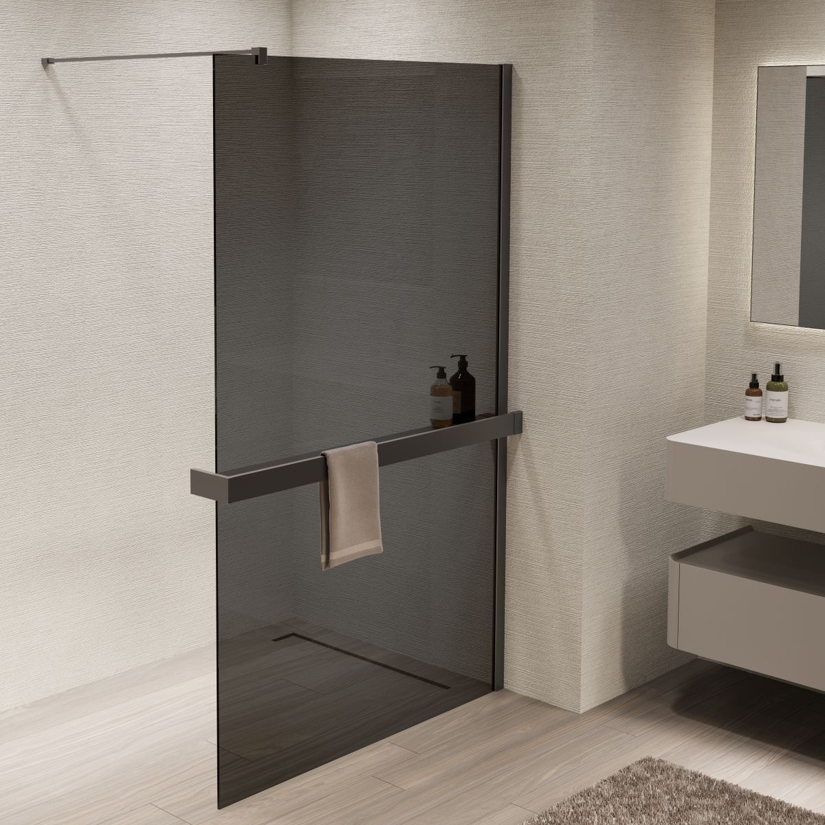 Душевая перегородка Vincea Walk-In VSW-1HR120CGGM 120x200 вороненая сталь, тонированное