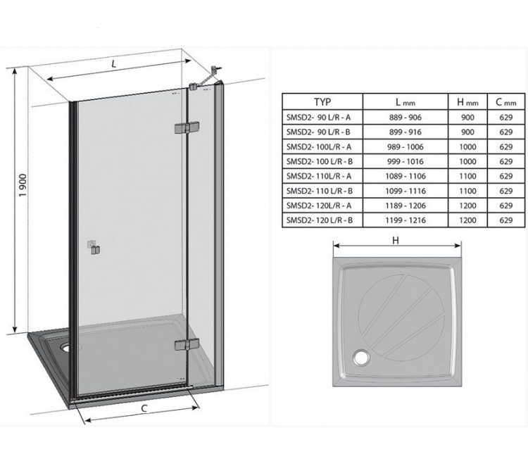 Душевая дверь Ravak Smartline SMSD2-100 А-R