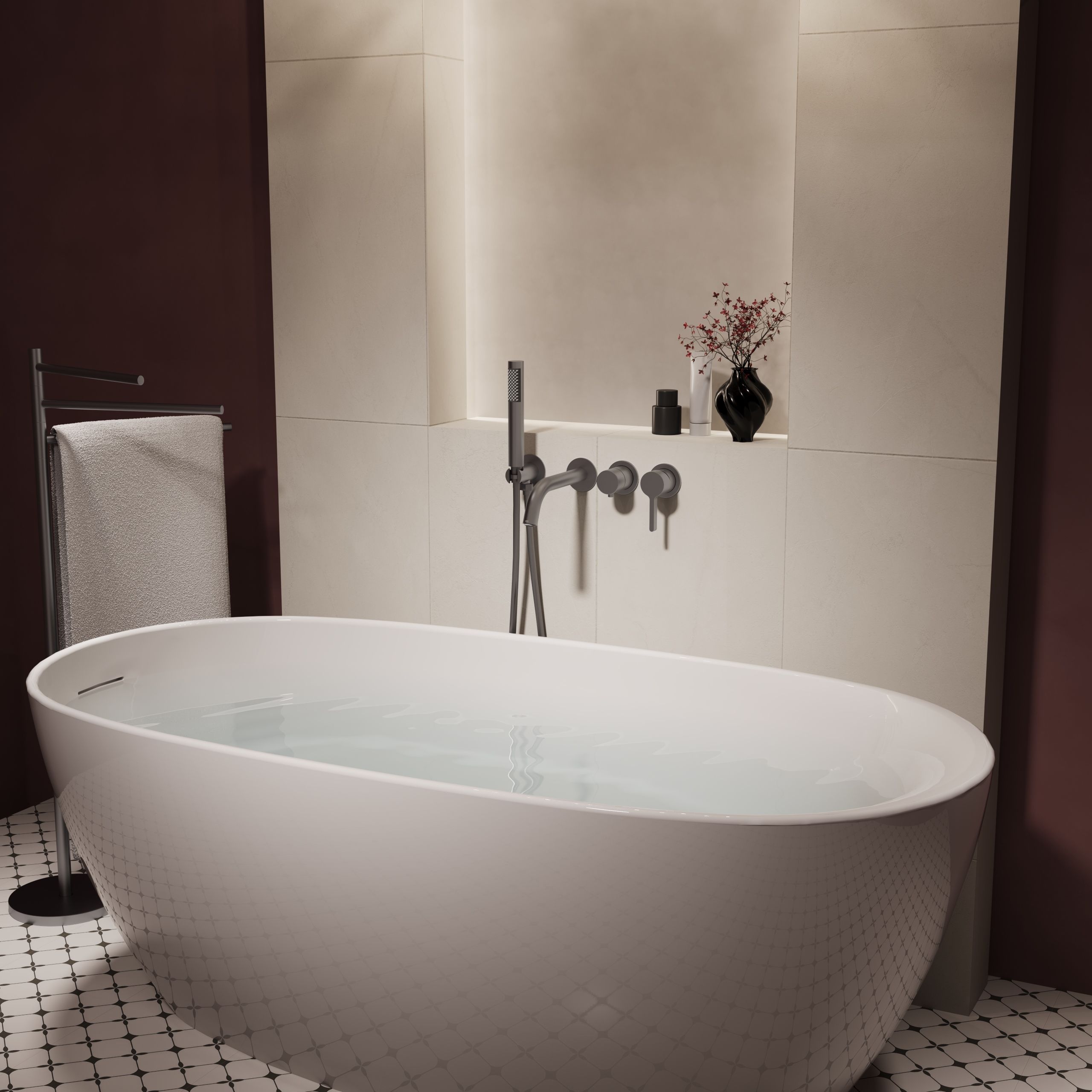 Смеситель для ванны Vincea Villa VTFW-1VL1GM вороненая сталь