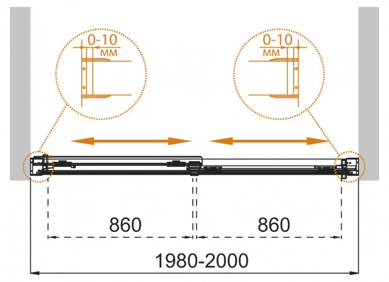 Шторка для ванны Cezares TANDEM-SOFT-VF-2-200/145-C-Cr-IV 200x145 прозрачная