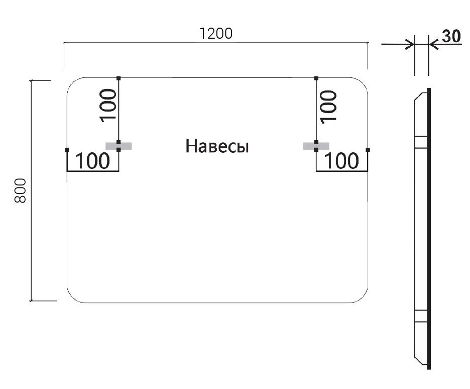 Зеркало Vincea VLM-3VC120B 120x80 см, сенсорный выключатель и диммер, черный