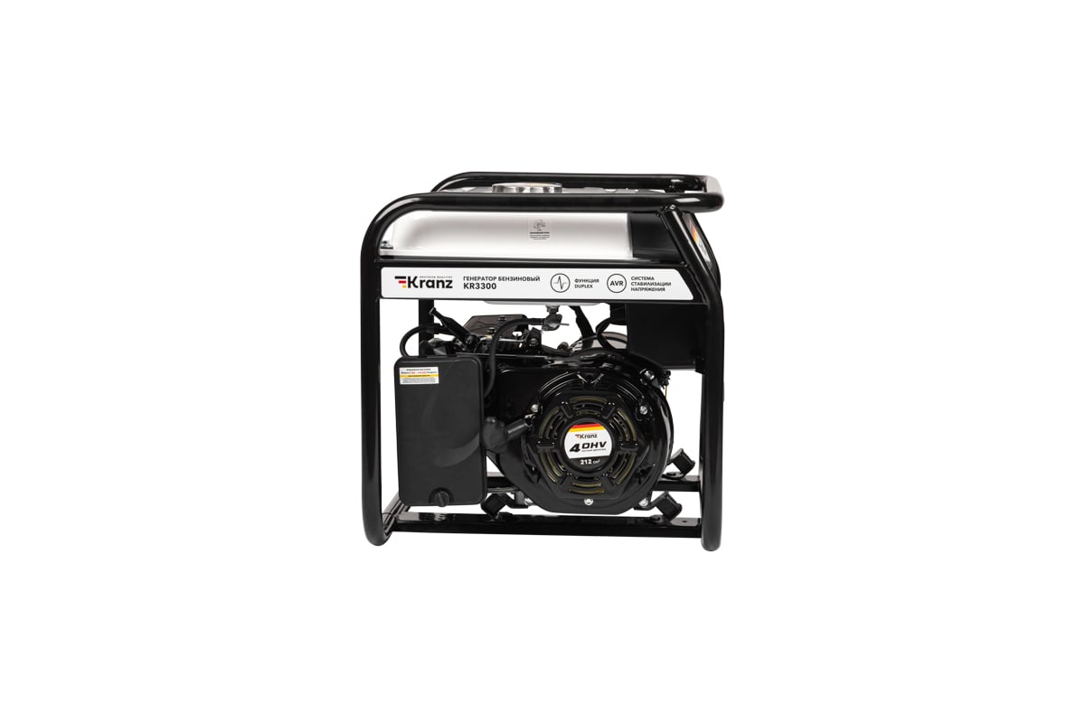 Бензиновый генератор Kranz KR3300 3,3 кВт, 230 В, 15 л, ручной стартер KR-16-1133