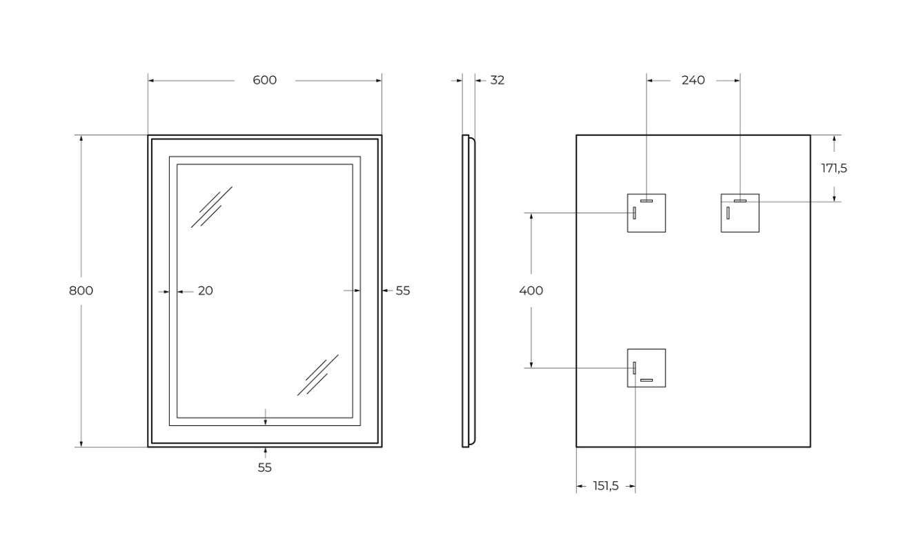 Зеркало BelBagno SPC-KRAFT-600-800-SENS-AL 60x80 см сенсорный выключатель, сатин
