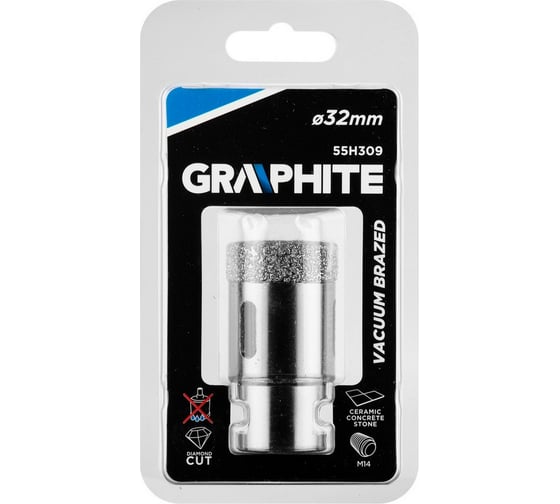 Коронка алмазная вакуумная пайка 32 мм, M14 Graphite 55H309