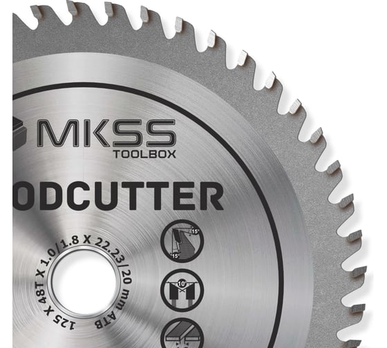 Диск пильный по дереву MKSS Toolbox WC1250 Woodcutter 125x48Тх22,23/20 мм WC12504822