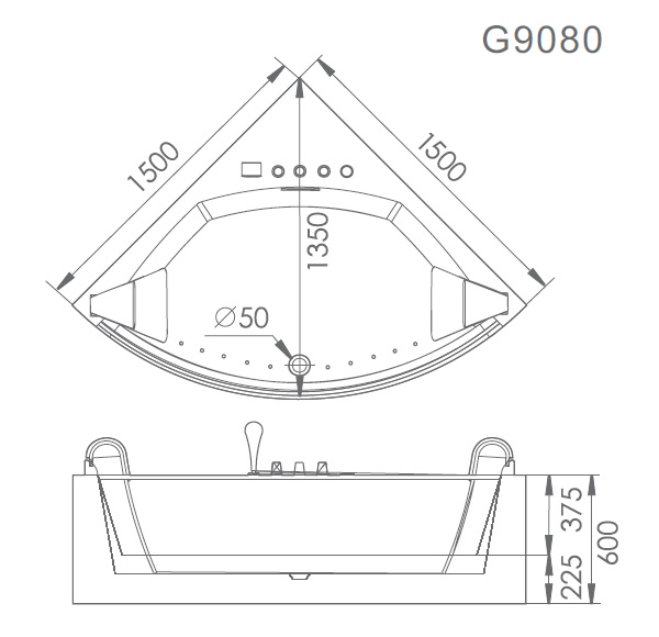 Акриловая ванна Gemy G9080 O 150x150