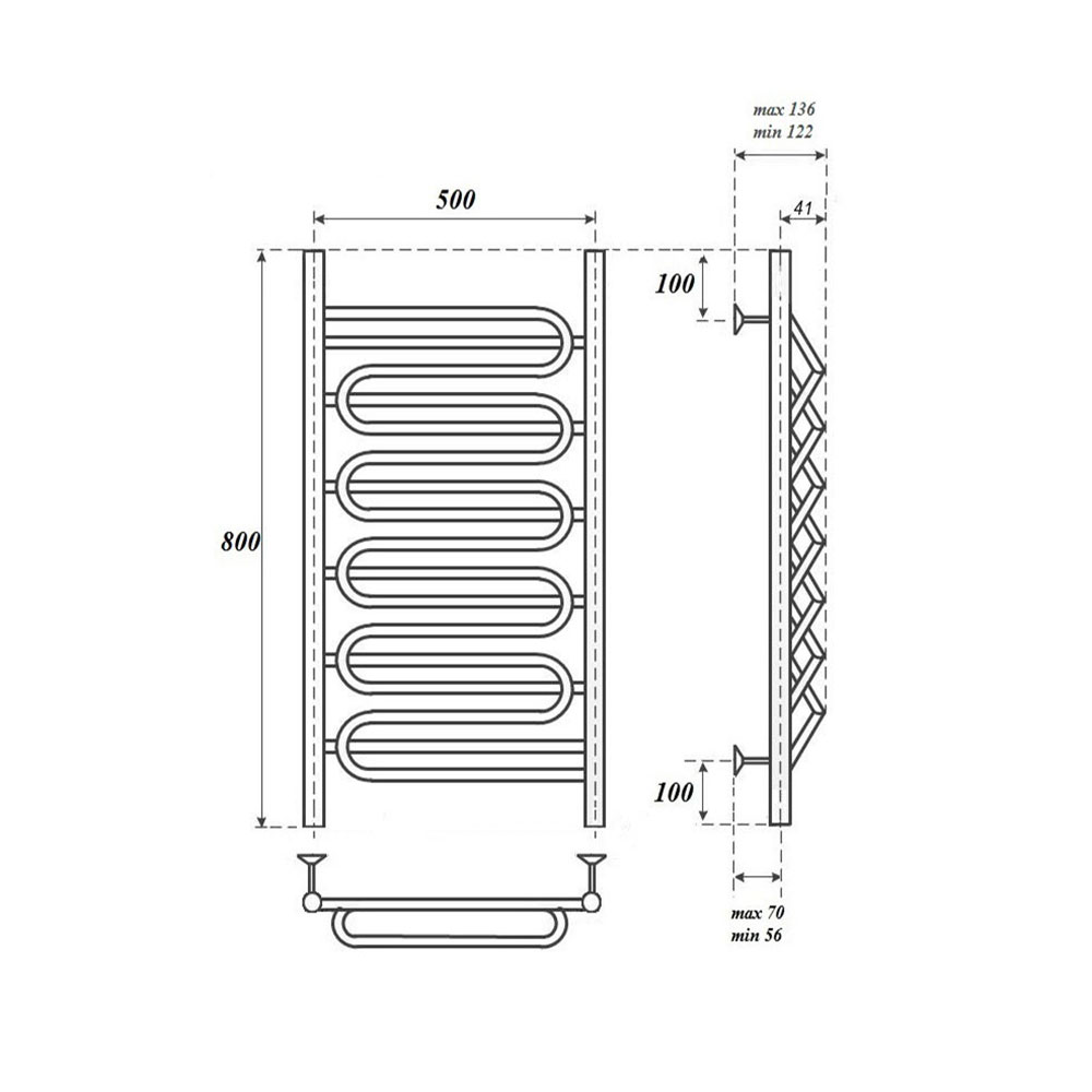 Полотенцесушитель водяной Point PN01158S П7 50x80, хром