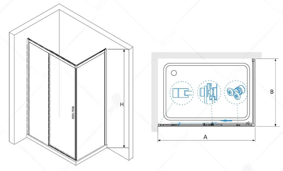 Душевой уголок RGW LE-41-1B (LE-12B + Z-060-2B) 160x80 черный, прозрачное 341241160-014