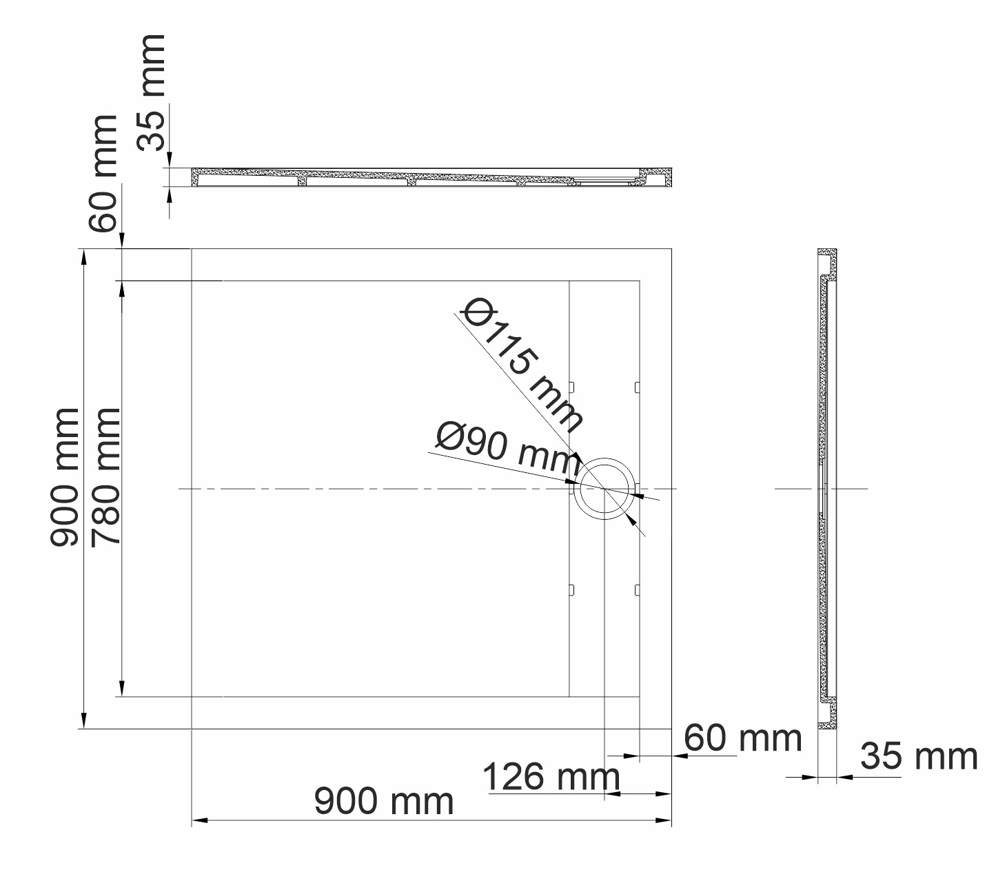 Поддон для душа WasserKRAFT Mindel 85T03 90x90, белый