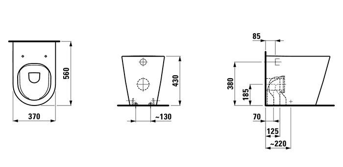 Приставной унитаз Laufen Kartell Rimless 8.2333.7.000.000.1