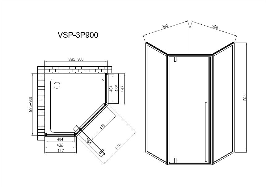 Душевой уголок Vincea Penta VSP-3P900CLGM 90x90 вороненая сталь, прозрачное