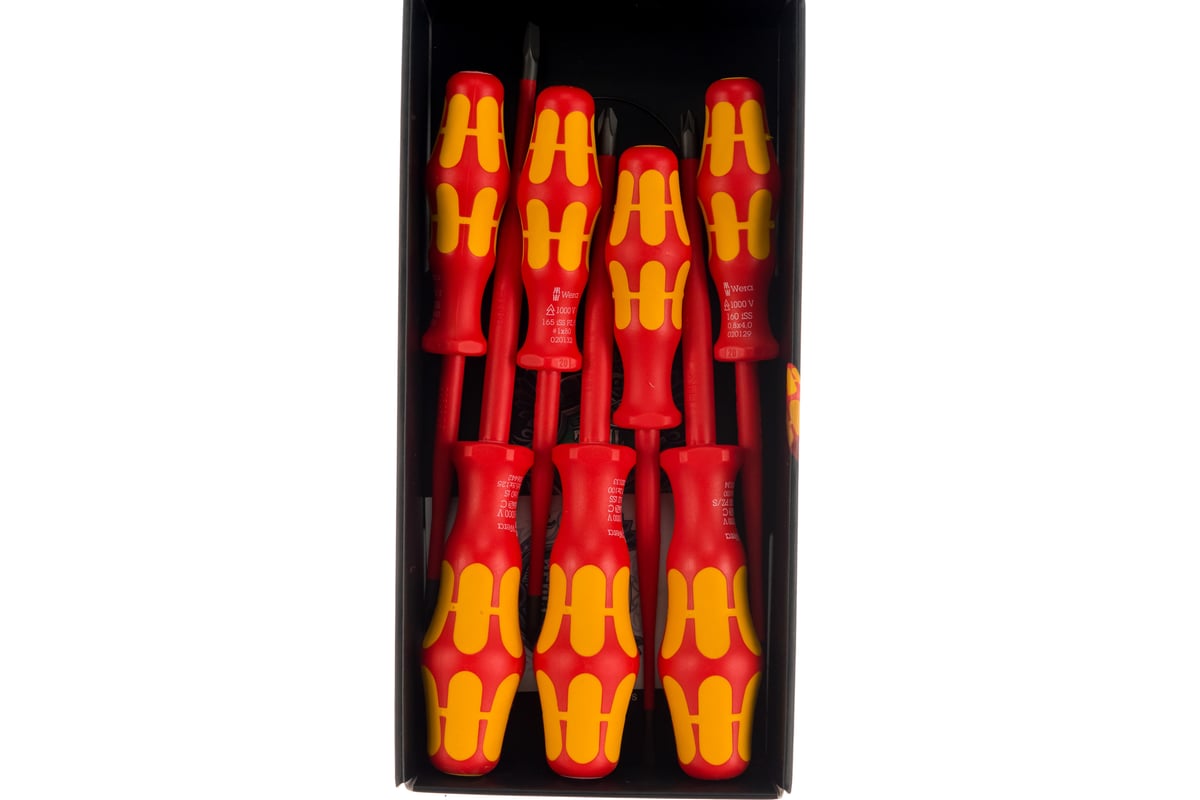 Набор VDE отверток WERA 160 iSS/7 Kraftform Plus Серия 100 с зауженным стержнем, 7 пр. WE-135961