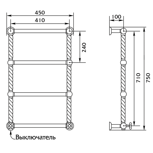 Полотенцесушитель электрический Migliore Edera 75x45 DX ML.EDR-EL.101.CR хром