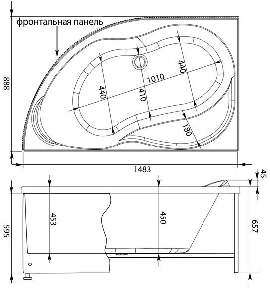 Акриловая ванна Aquanet Graciosa 150x90 L