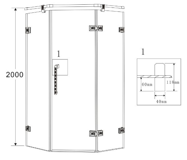 Душевой уголок Grossman Status ST-100BRD 100x100 пятиугольный, бронза