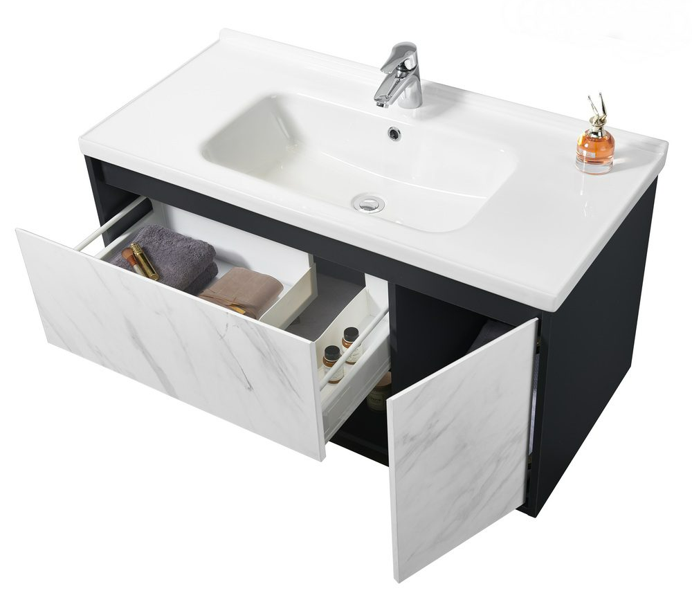 Мебель для ванной Orans BC-0903-1000 100 см Dark Grey/White Marble