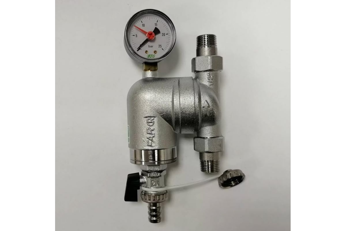 Фильтр FAR 300 мкм, с манометром, Max: 95 C, 25 бар, 3/4" НР FA 39A4 34