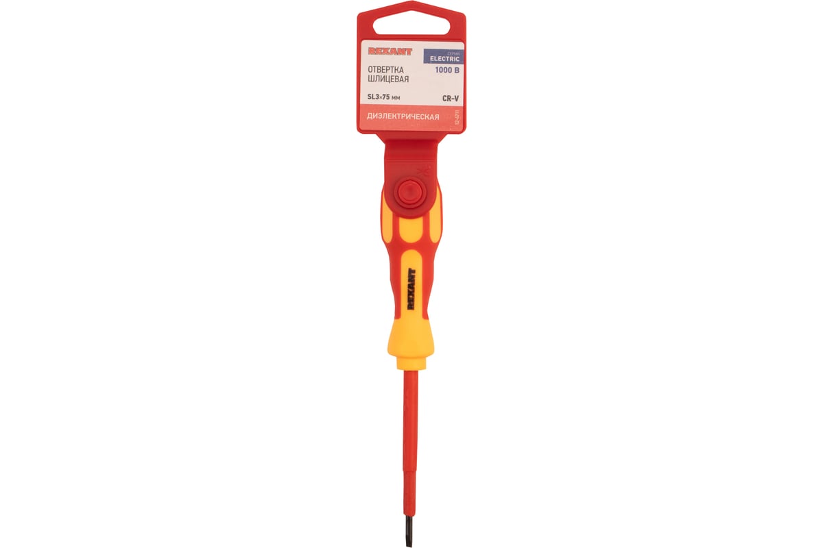 Шлицевая отвертка электрика Rexant SL3х75 мм 12-4711