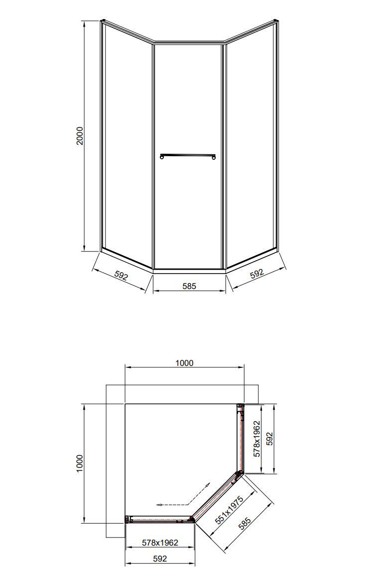 Душевой уголок Timo TTSS-100/17C-8R 100x100 правый, прозрачный, матовое золото T34R