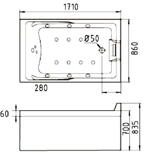 Акриловая ванна Gemy G9066 II O R 171x86 см