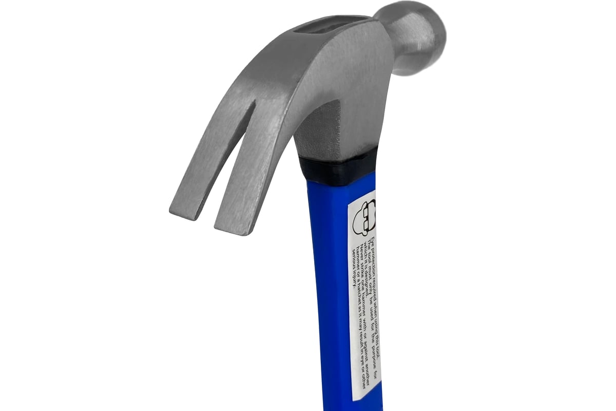 Молоток-гвоздодер Vertextools 225 г, фибергласовая обрезиненная рукоятка 10-25-225