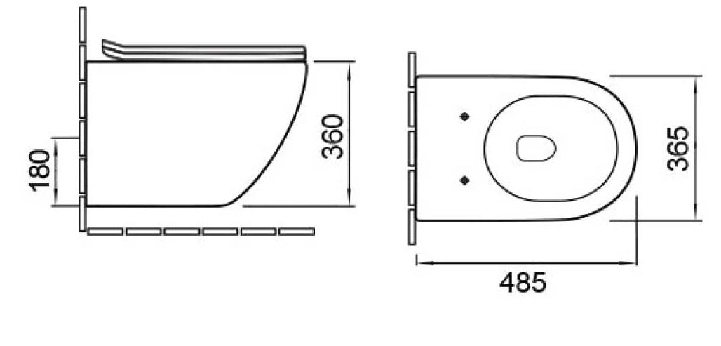 Подвесной унитаз Vincea Globo VT1-14S 485х365х360 безободковый