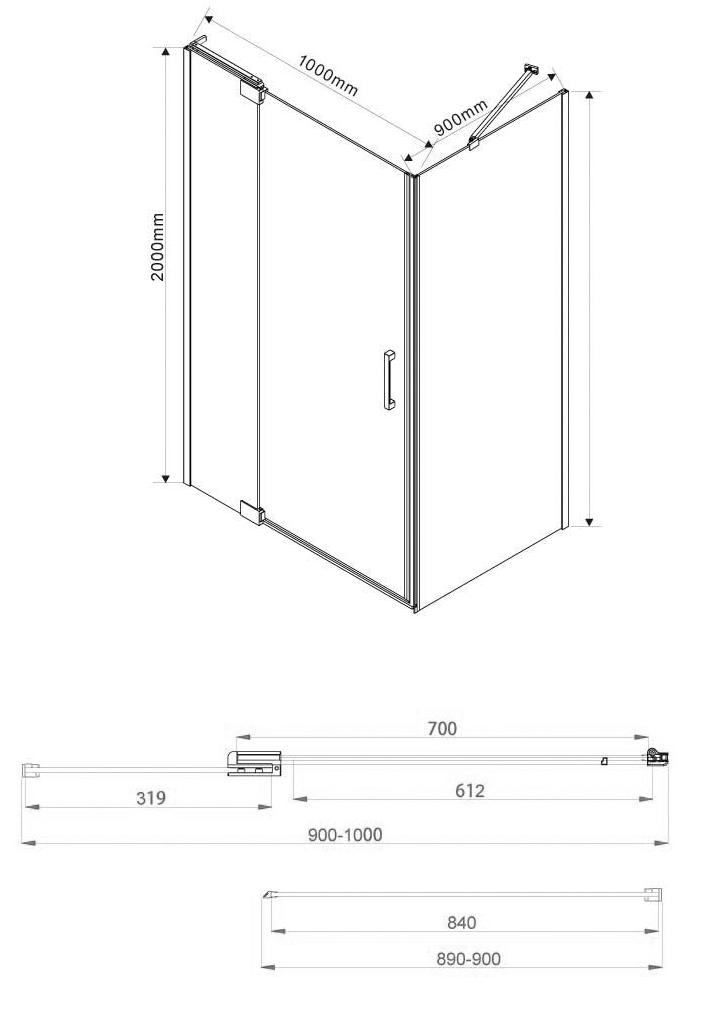 Душевой уголок Vincea Extra VSR-1E 90/100x90 хром, прозрачный