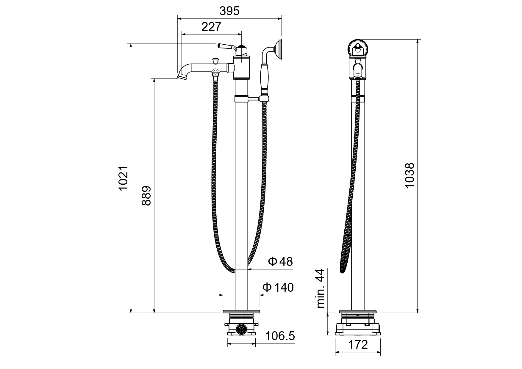 Напольный смеситель Aquatek Классик AQ1545PG полированное золото