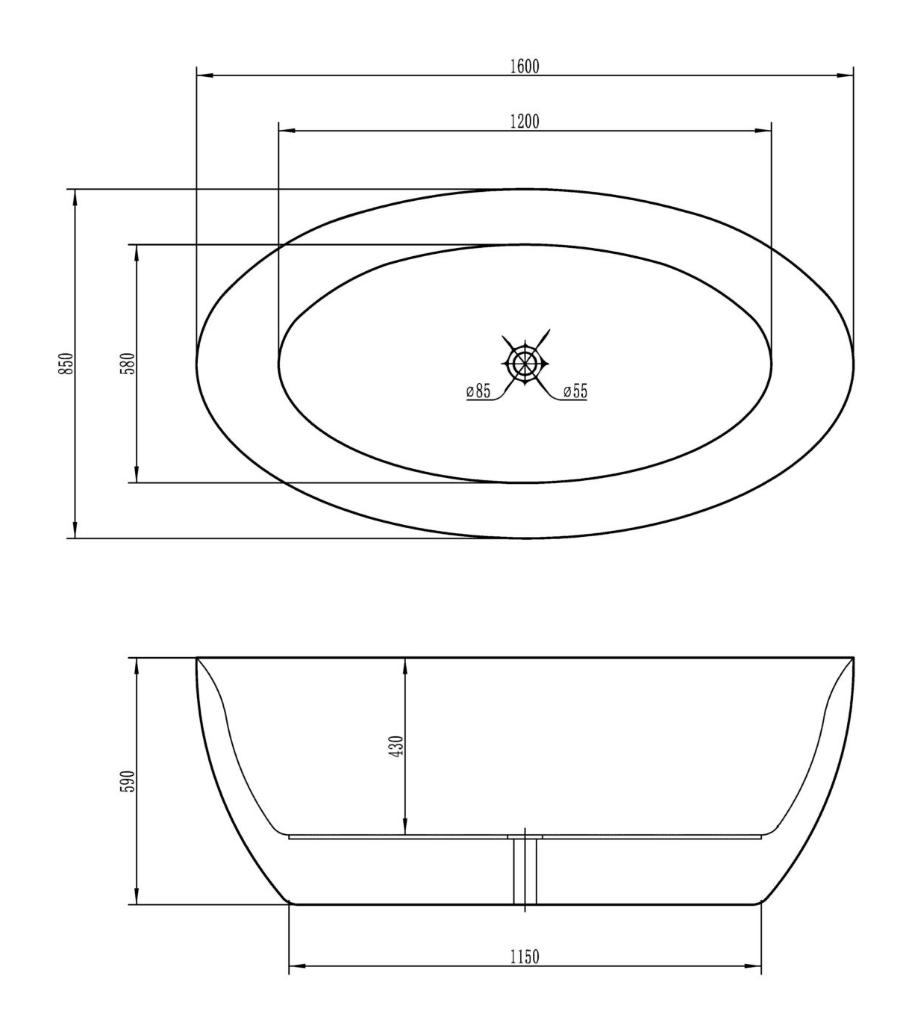 Акриловая ванна Vincea VBT-101 160x85