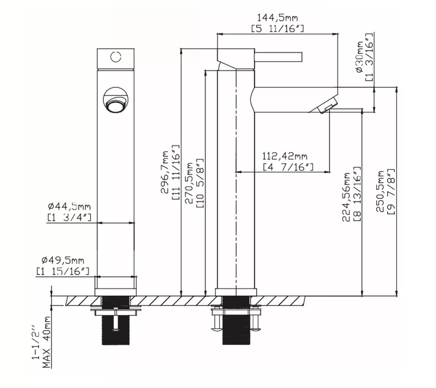 Смеситель для раковины Gid Berlin SS080-BM-D черный матовый