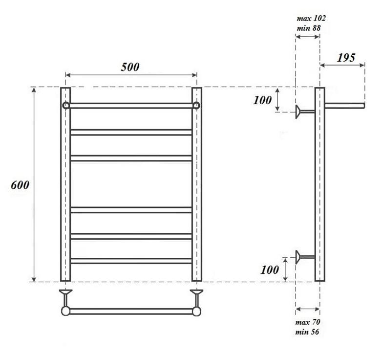 Полотенцесушитель электрический Point PN10156PE П5 50x60 с полкой, хром