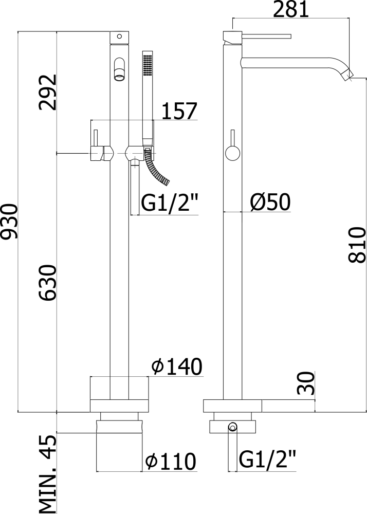 Напольный смеситель Paffoni Light LIG032CR хром